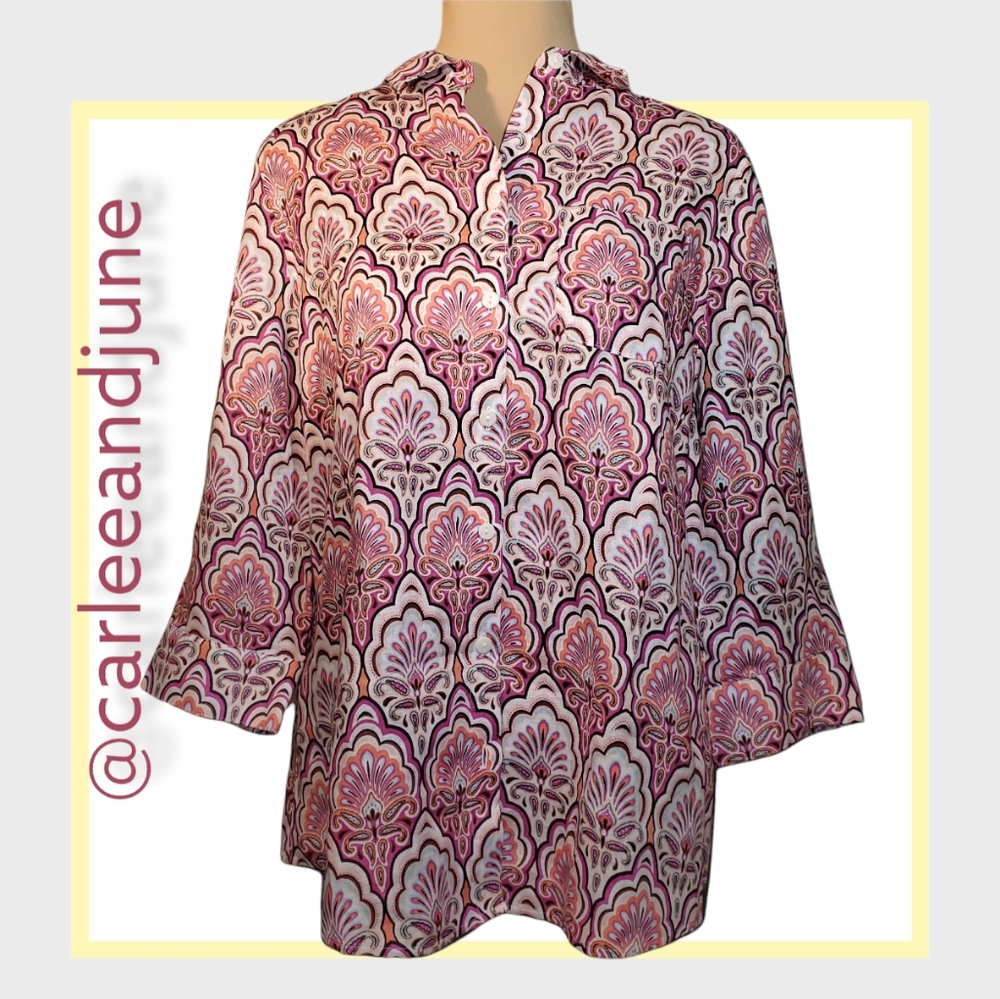 Chico's womens 3/4 sleeve blouse size 1 aka Medium or 8